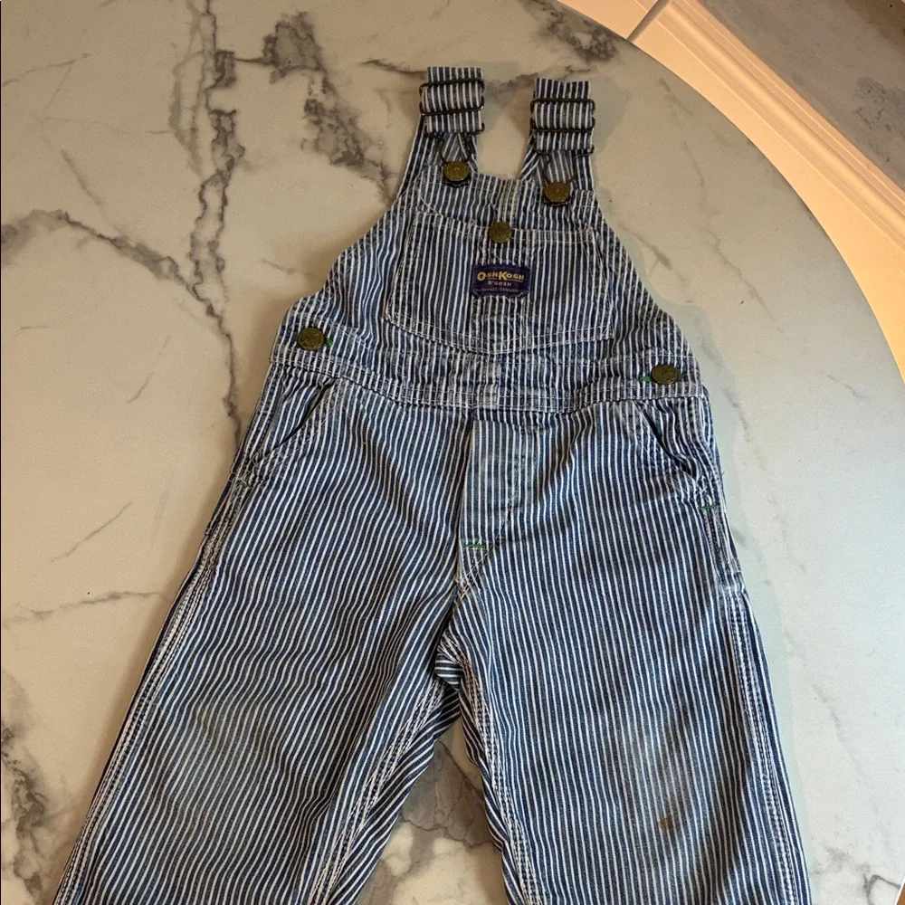 OshKosh B'gosh Navy and White Striped Kids Overalls